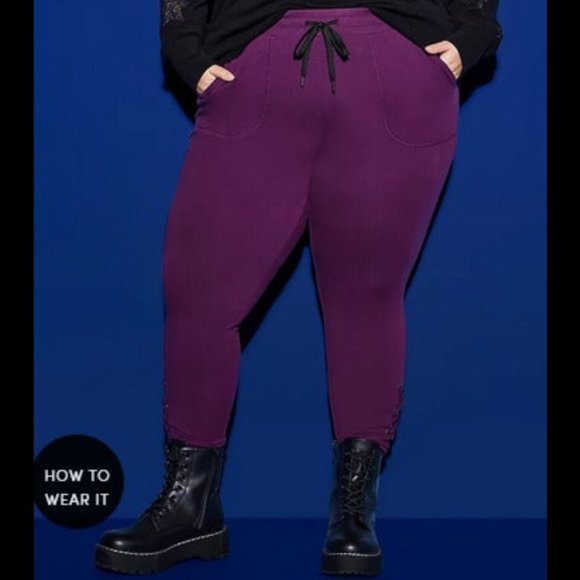 Lovesick Pants - (NWT) Torrid LoveSick Purple Fleece Lace Up Joggers